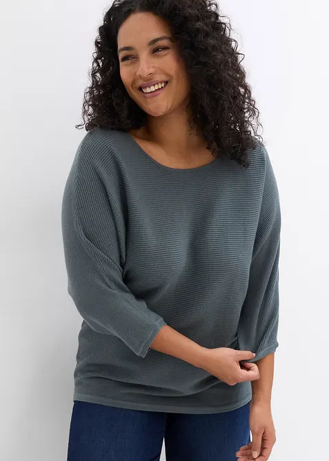 Oversize Ripp-Pullover aus Viskose-Mix, bonprix