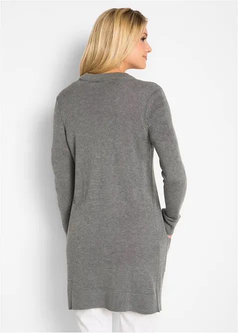 Gilet long en maille, manches longues, bonprix