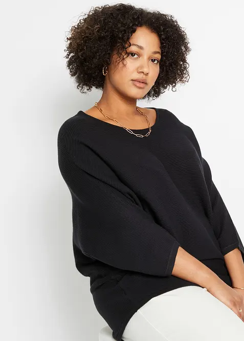 Oversize Ripp-Pullover aus Viskose-Mix, bonprix