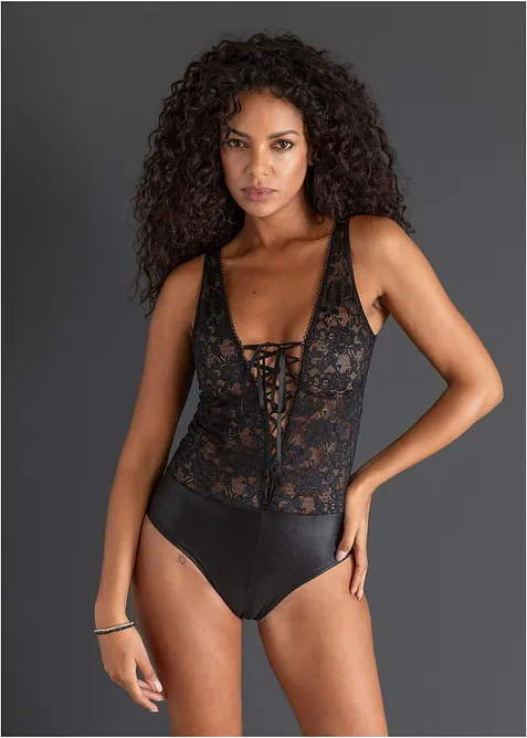 Body ouvert avec wet look, bonprix