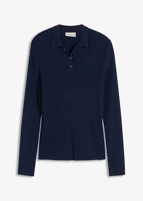 Polo en maille c&ocirc;tel&eacute;e, viscose majoritaire, bonprix