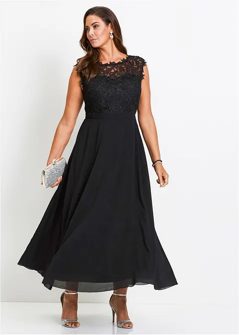 Robe longue avec dentelle, bonprix