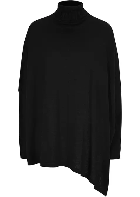 Poncho-Rollkragenpullover mit asymmetrischem Schnitt, bonprix