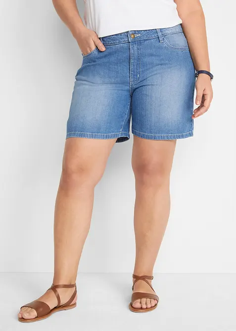 Lot de 2 shorts en jean slim, taille mi-haute, bonprix