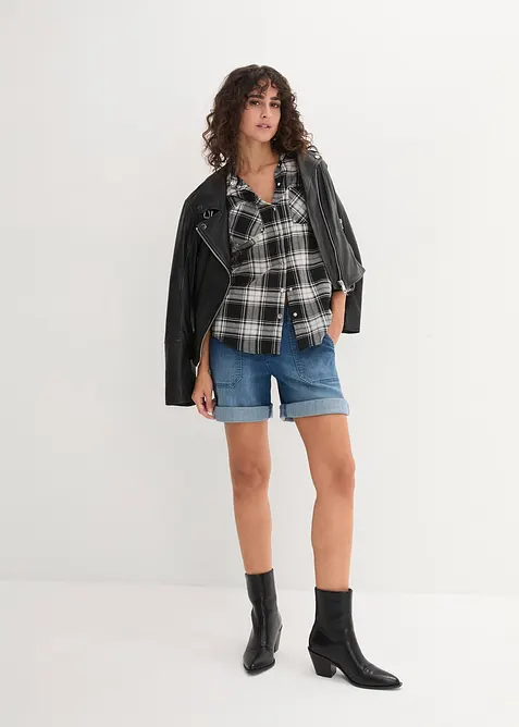 Karierte Hemdbluse aus reiner Baumwolle, bonprix