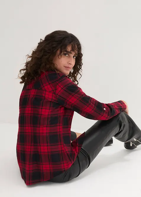 Karierte Hemdbluse aus reiner Baumwolle, bonprix