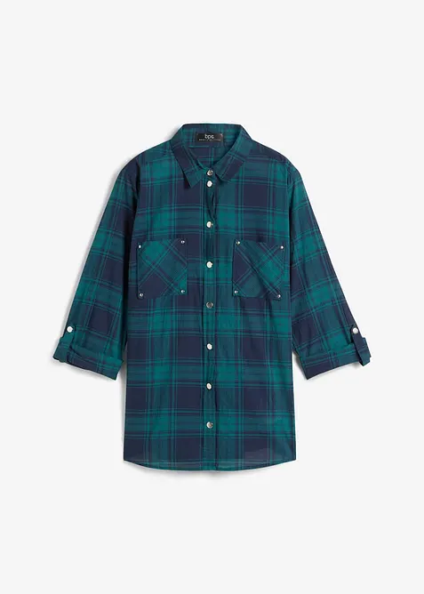 Karierte Hemdbluse aus reiner Baumwolle, bonprix