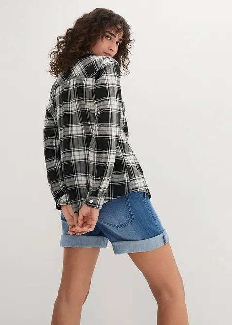 Karierte Hemdbluse aus reiner Baumwolle, bonprix