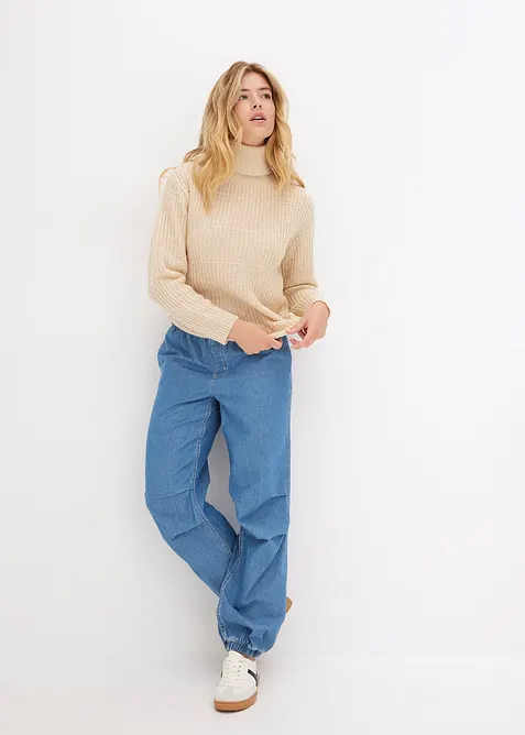 Pull en maille &agrave; col roul&eacute;, bonprix