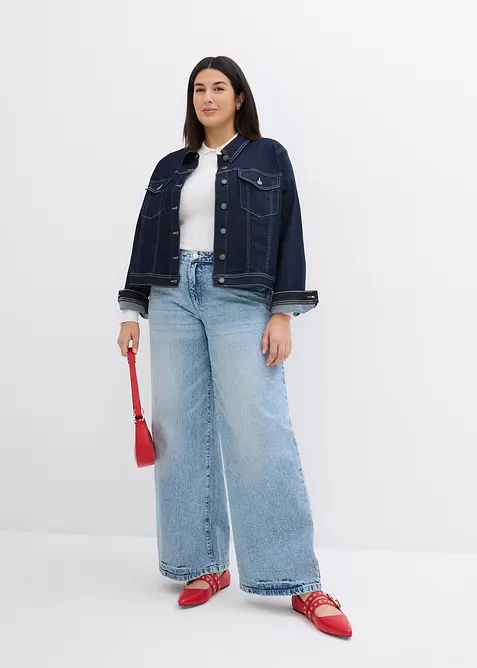 Wide-Leg-Jeans, Mid Waist, Low Stretch Full Length, bonprix