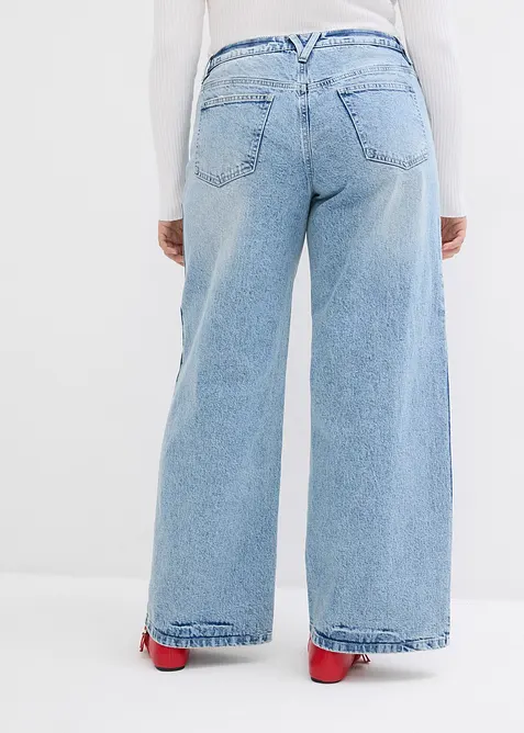 Wide-Leg-Jeans, Mid Waist, Low Stretch Full Length, bonprix