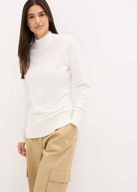 Pull basique en fine maille &agrave; col montant, bonprix