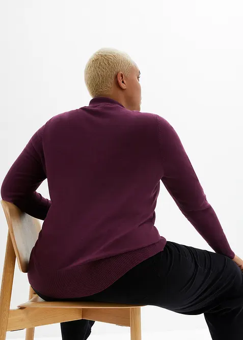 Basic Pullover mit Stehkragen mit recycelter Baumwolle, bonprix