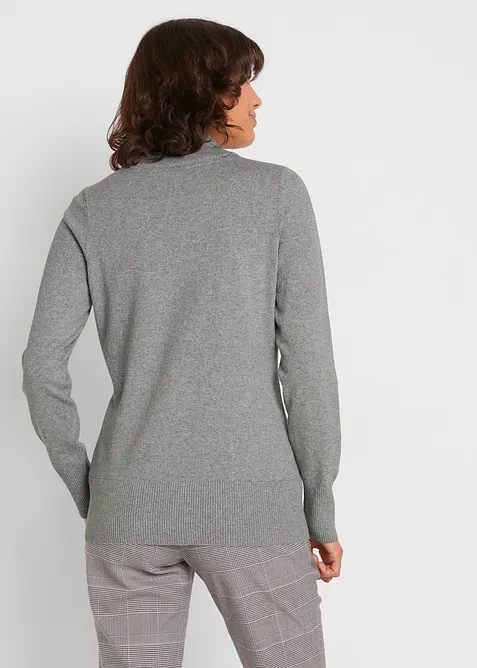 Pull basique en fine maille &agrave; col montant, bonprix