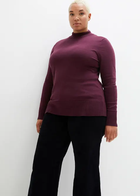 Basic Pullover mit Stehkragen mit recycelter Baumwolle, bonprix