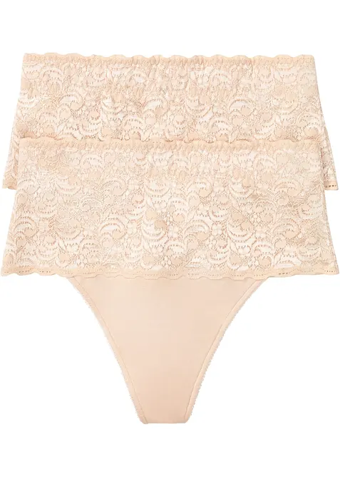 Lot de 2 strings sculptants, maintien mod&eacute;r&eacute;, bonprix