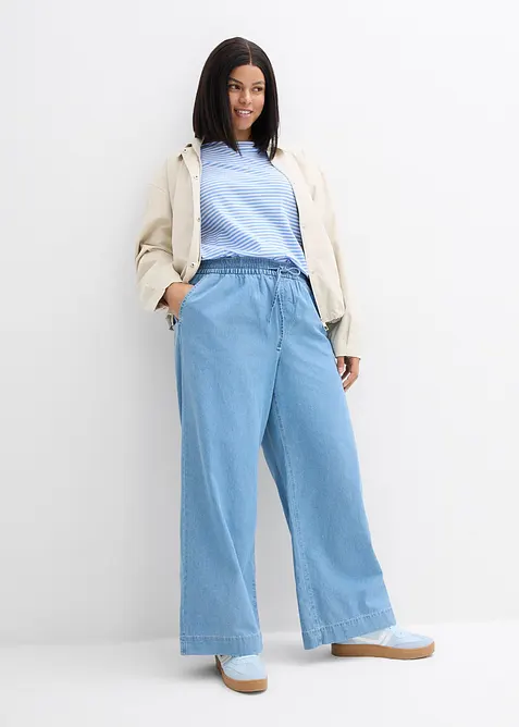 Jean large, taille mi-haute et &eacute;lastiqu&eacute;e, bonprix
