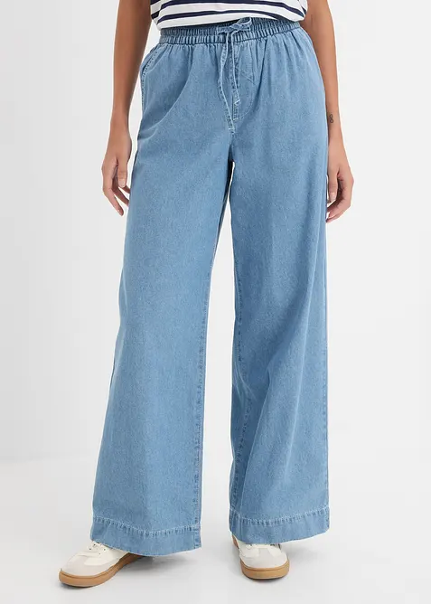 Jean large, taille mi-haute et &eacute;lastiqu&eacute;e, bonprix