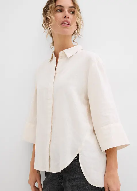 Hemdbluse aus k&uuml;hlendem Leinen-Mix, bonprix
