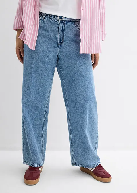 Jean droit et loose, taille mi-haute, bonprix