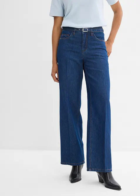 Loose Straight-Jeans Mid Waist, Baumwolle, bonprix
