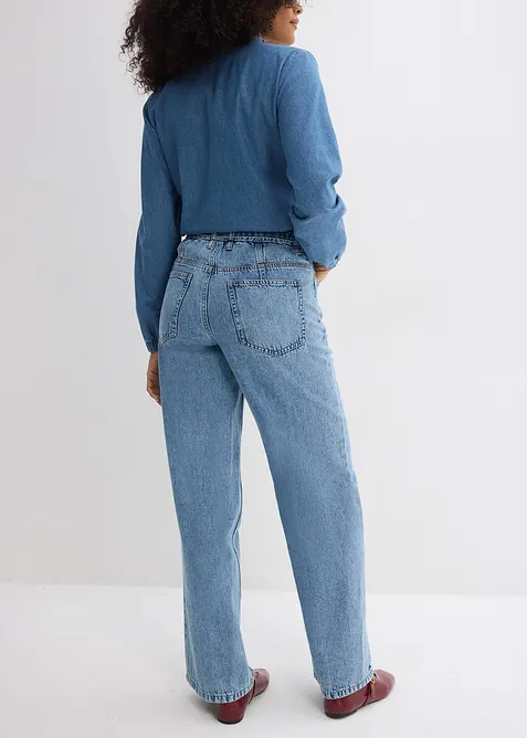 Jean droit et loose, taille mi-haute, bonprix