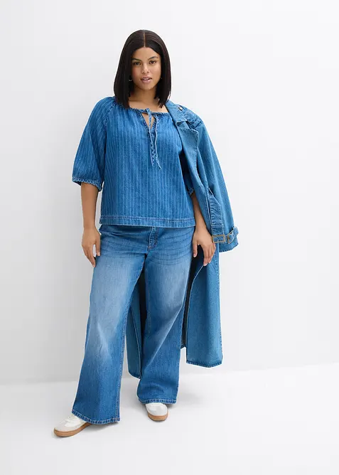Blouse en jean &agrave; rayures, bonprix