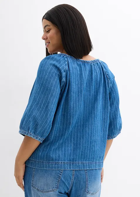 Blouse en jean &agrave; rayures, bonprix