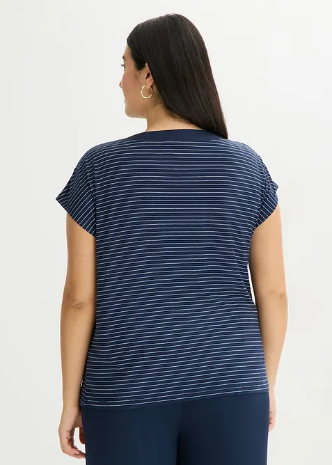 Shirt aus flie&szlig;ender Viskose und Satinbesatz, bonprix