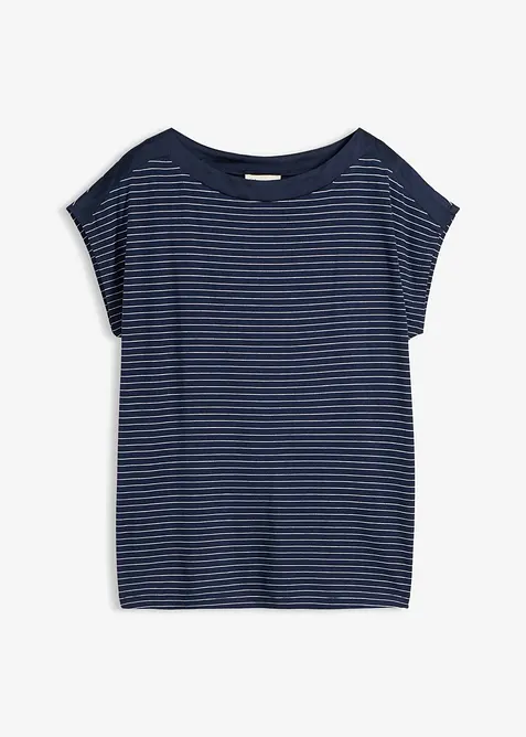 Shirt aus flie&szlig;ender Viskose und Satinbesatz, bonprix