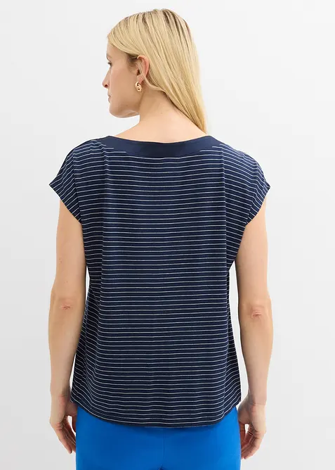 Shirt aus flie&szlig;ender Viskose und Satinbesatz, bonprix