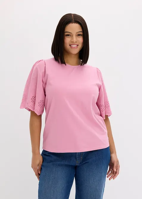 T-shirt &agrave; broderie anglaise, bonprix
