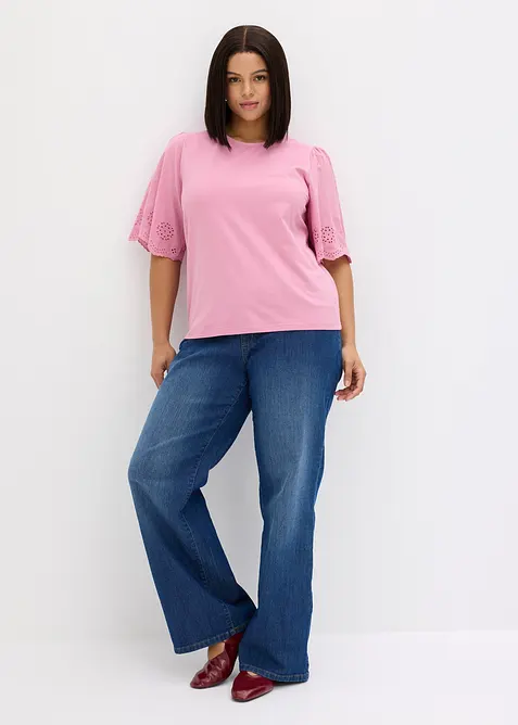 T-shirt &agrave; broderie anglaise, bonprix