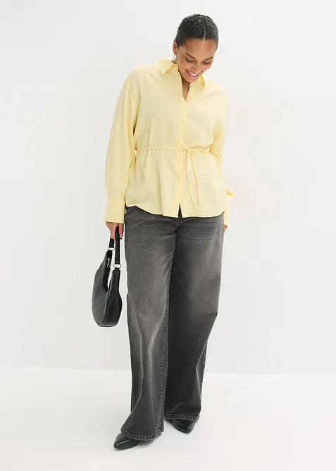 Hemdbluse aus flie&szlig;endem Viskose-Mix, bonprix