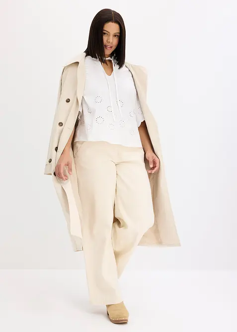 Blouse courte &agrave; broderies anglaises, bonprix