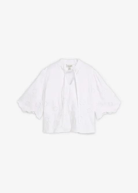 Blouse courte &agrave; broderies anglaises, bonprix