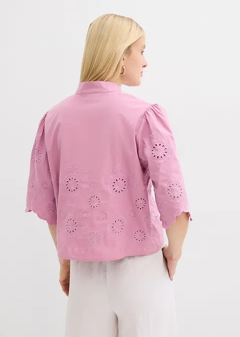 Kurze Tunikabluse mit Lochstickerei, bonprix