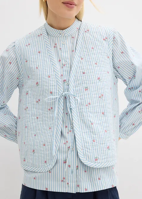 Gilet sans manches matelass&eacute; et brod&eacute;, bonprix