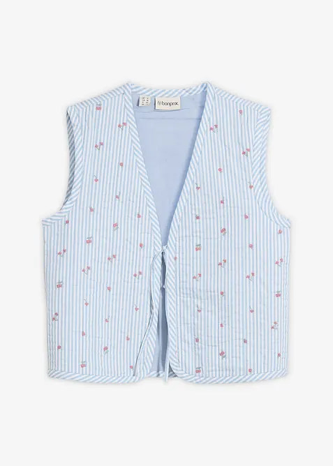Gilet sans manches matelass&eacute; et brod&eacute;, bonprix