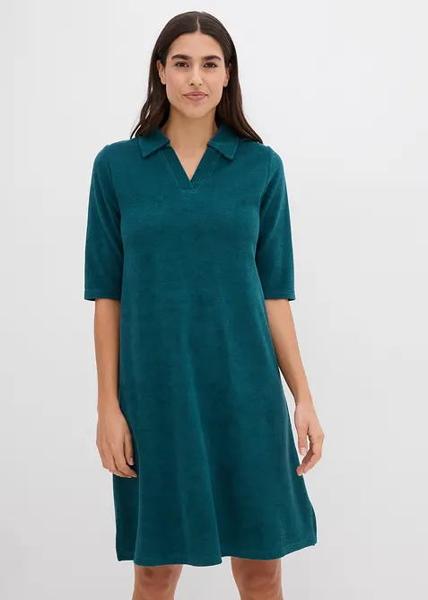 Knieumspielendes Frottee-Kleid mit Polokragen, bonprix