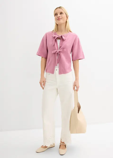 Feinstrickjacke mit Schleifen, bonprix