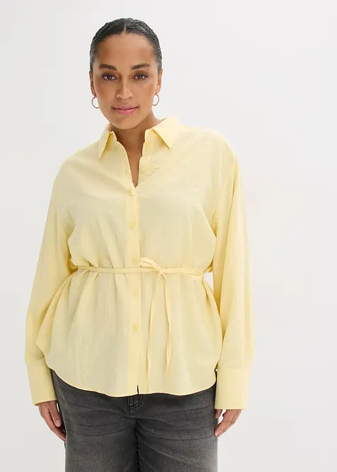 Hemdbluse aus flie&szlig;endem Viskose-Mix, bonprix