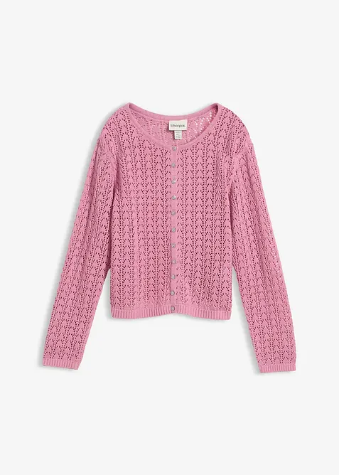 Ajour-Strickjacke aus reiner Baumwolle, bonprix