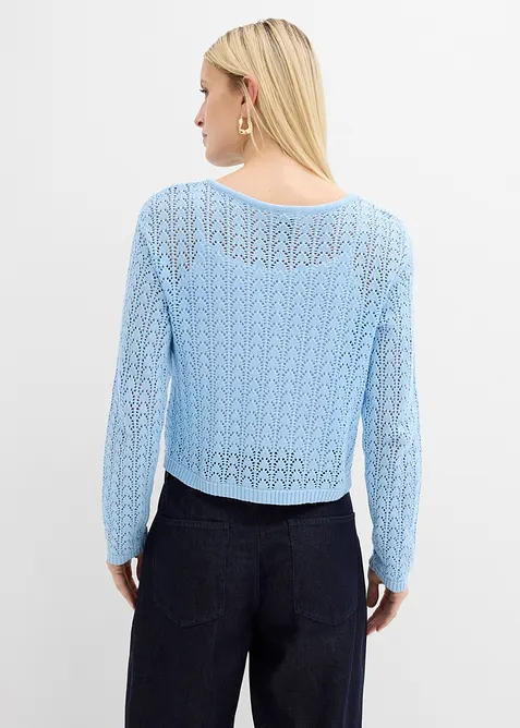 Ajour-Strickjacke aus reiner Baumwolle, bonprix