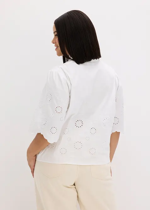 Blouse courte &agrave; broderies anglaises, bonprix
