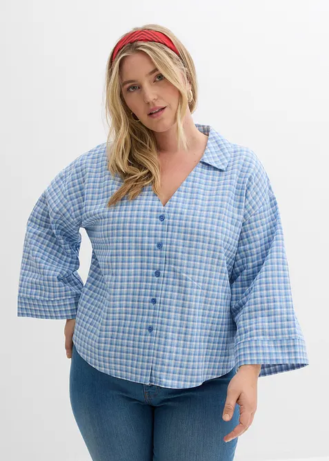 Hemdbluse aus luftigem Leinen-Mix, bonprix