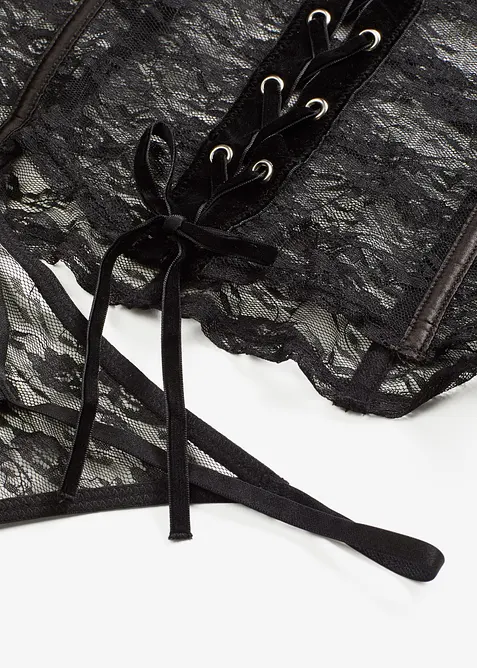 Gu&ecirc;pi&egrave;re et string en dentelle (ens. 2 pces), bonprix