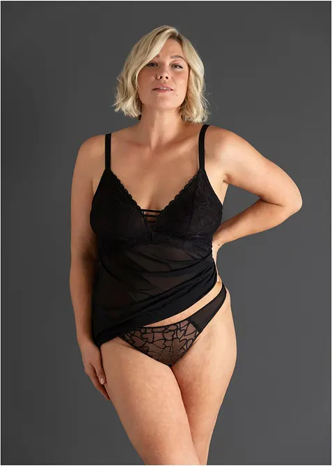 N&eacute;glig&eacute; &agrave; dentelle c&oelig;urs, sans armatures, bonprix