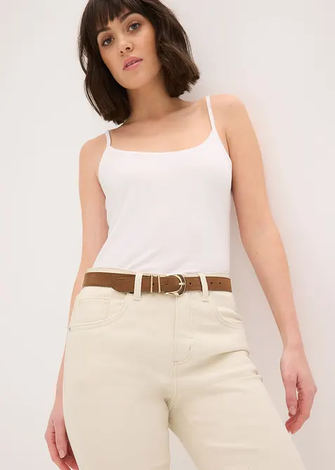 Ceinture en cuir avec boucle en m&eacute;tal brillant, bonprix