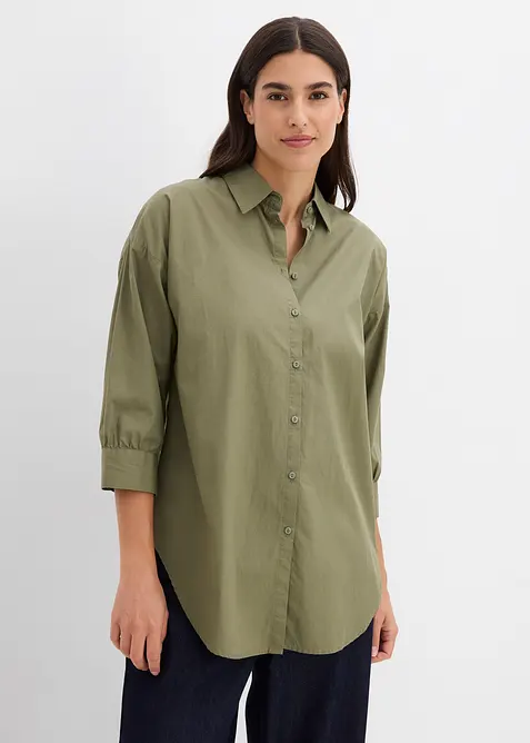 Oversize-Hemd aus Baumwolle mit 3/4 Arm, bonprix
